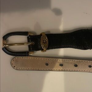 Christian Dior Black Leather Belt with Gold Buckle